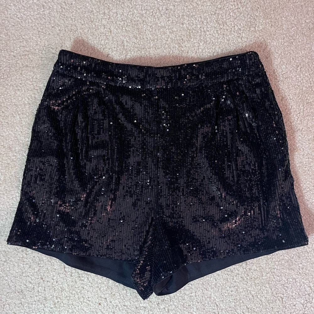 Express Black Sequin High Waist Shorts